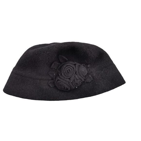 CROFT AND BARROW Felt Wool Cloche Bucket Hat Collapsible Rose Floral 20s Flapper - Picture 1 of 8
